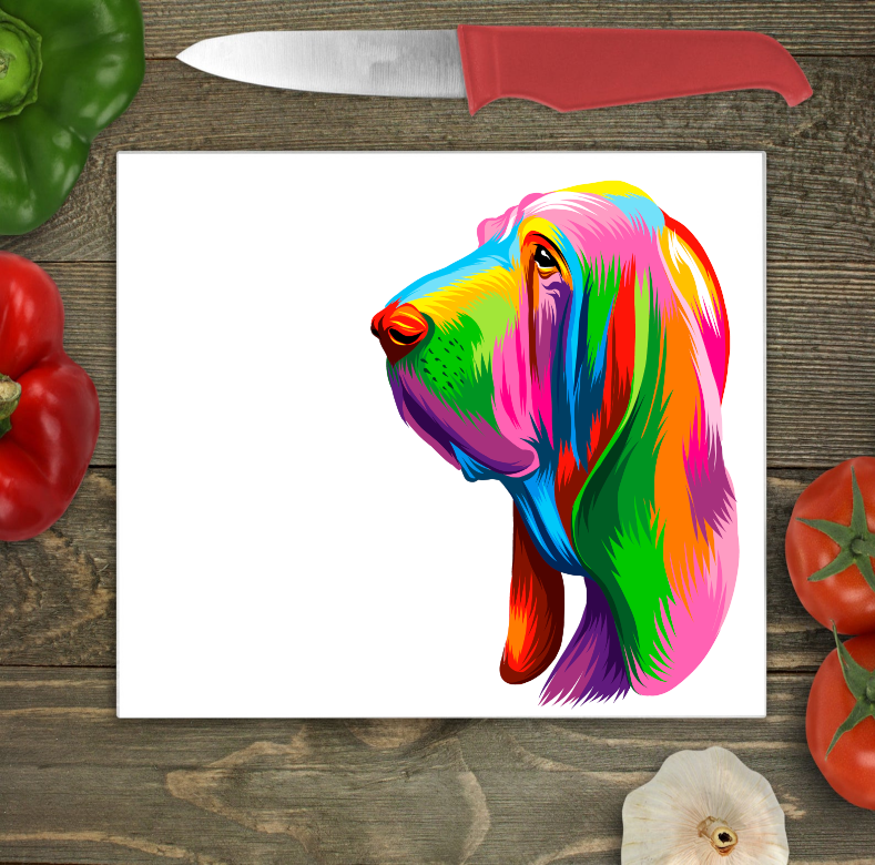 Basset Hound Glass Chopping Board, Basset Hound